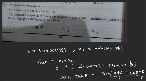 Two Sinusoidal Waves On A String Have Equations Y1 Asin ωt Kx ϕ1 And Y