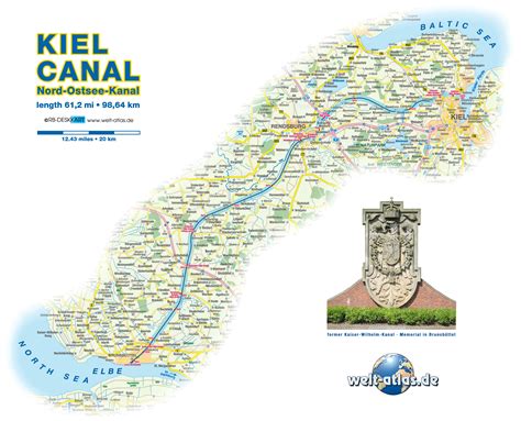 Map of Kiel Canal (Theme Maps in Germany, Schleswig-Holstein) | Welt ...