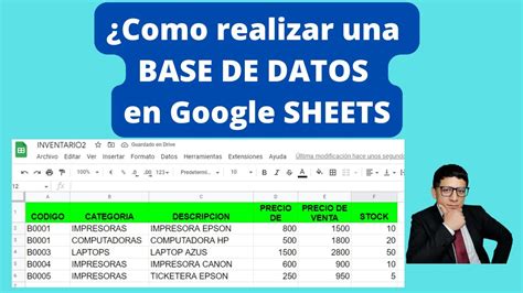 Como Realizar Una Base De Datos En Google Sheets Base De Datos En La