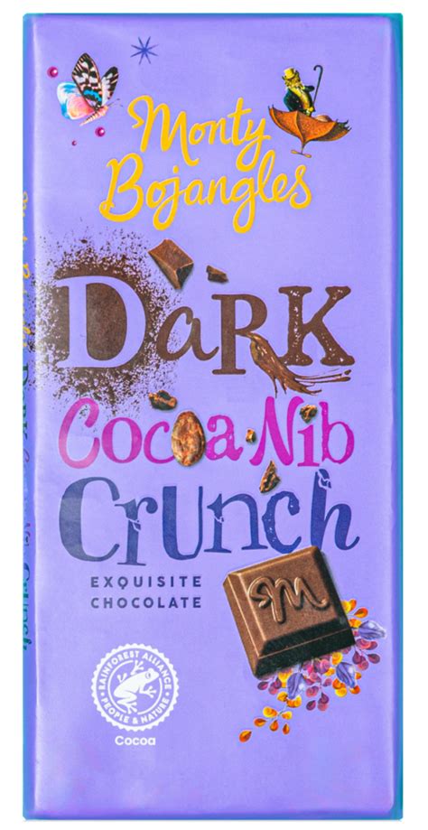 Dark Chocolate Cocoa Nib Crunch Bar, 150g - Monty Bojangles