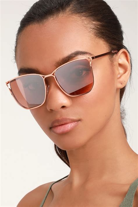 Chic Rose Gold Sunglasses Square Sunglasses Tinted Sunglasses Lulus