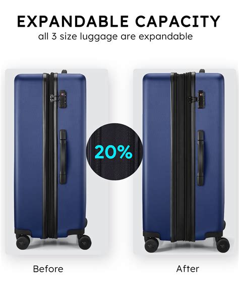 Hard Expandable Luggage Sets With Double Spinner Wheels Tsa Lock 3 Piece Suitcase Sets Dark