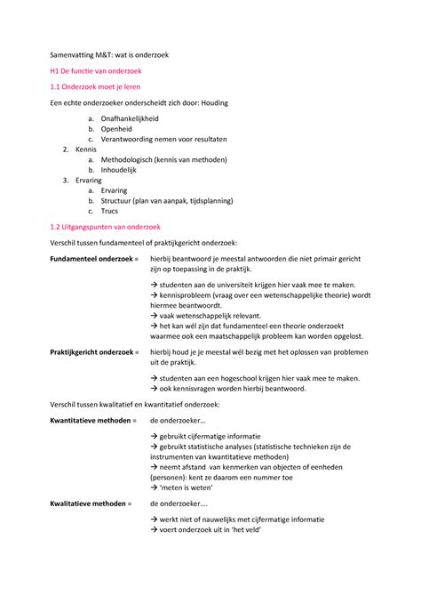 Samenvatting Methoden En Technieken Boek Wat Is Onderzoek Nel