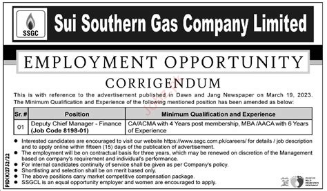 Sui Southern Gas Company Limited Ssgc Karachi Job 2023 2024 Job