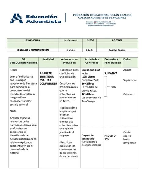 PLANIFICACIÓN 6 BASICO SEGUNDO SEMESTRE 2023 profe social