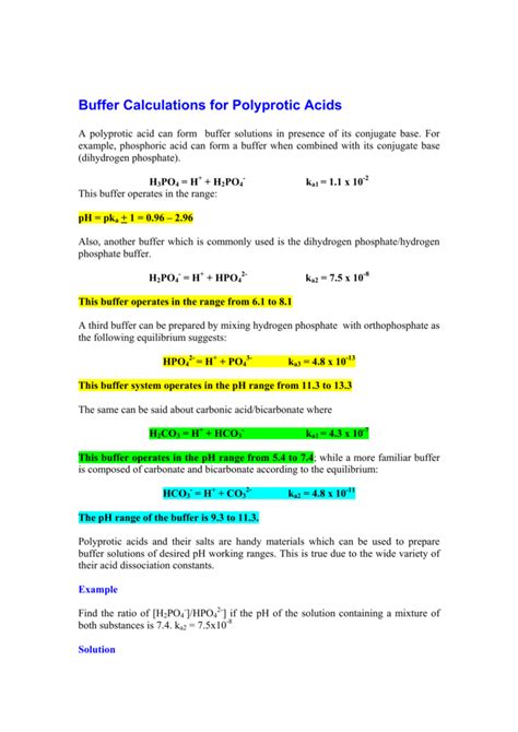 Phosphate Buffer System Equation