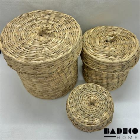 Canastos De Fibra Natural Set X Cod