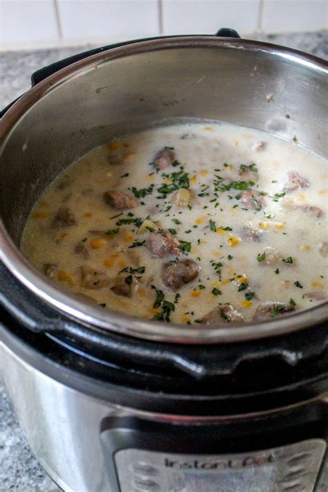 Instant Pot Potato Chowder with Corn and Sausage - | Receita