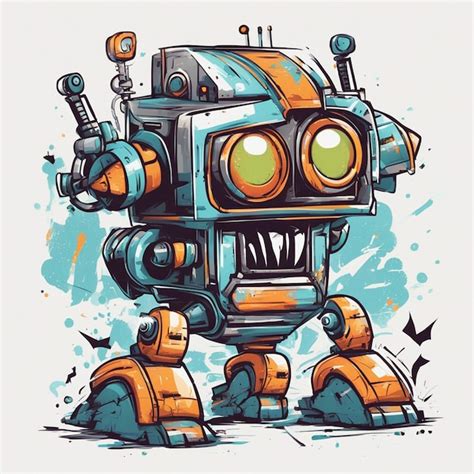 Premium Ai Image Print Ready Trendy Scary Robot Concept Tshirt Design