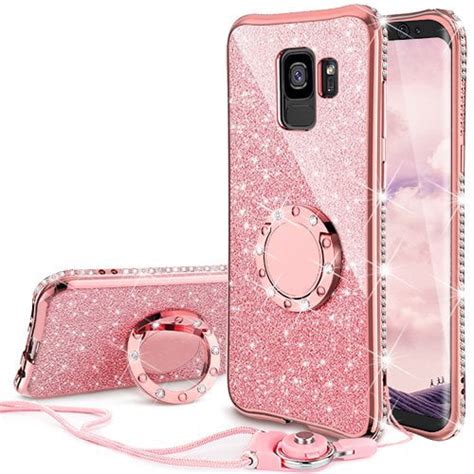 Galaxy S9 Case Glitter Bling Diamond Rhinestone Bumper Cute Galaxy S9 Phone Case For Girls With