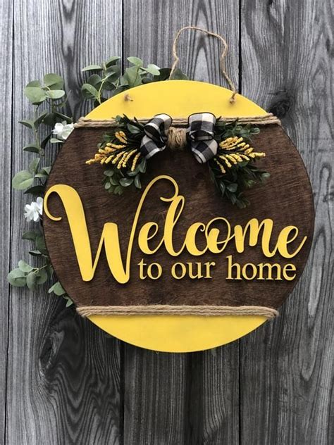 3d Welcome To Our Home Sign Welcome Home Door Hanger Etsy Door