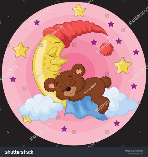 Cartoon Teddy Bear Sleep On Moon Stock Vector Royalty Free 2248006125