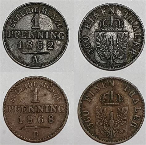 Altdeutschland Preußen 1 Pfennig 1862 A 1868 B Brandenburg Preußen VF