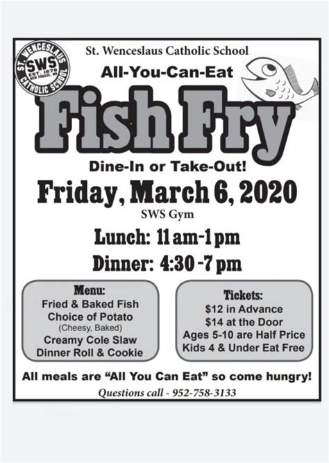 Fish Fry Friday March 6 St Wenceslaus Catholic School