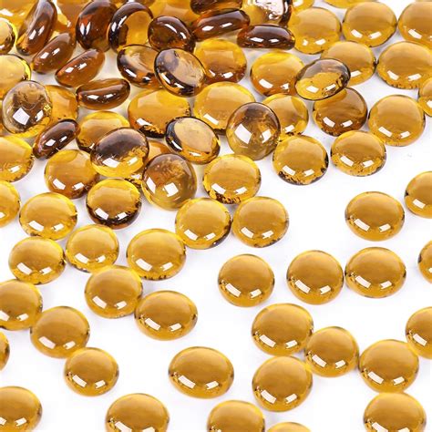 Futureplusx Flat Glass Marbles 450g 160 180pcs Yellow Flat Glass Pebbles Vase