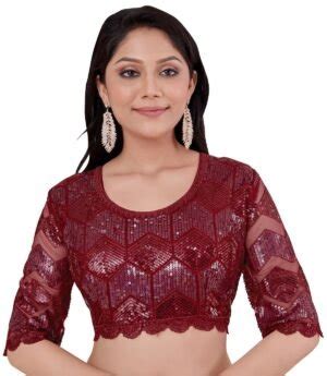 Pre Stitched Satin Georgette Lehenga Style Saree In Maroon Roop Kashish