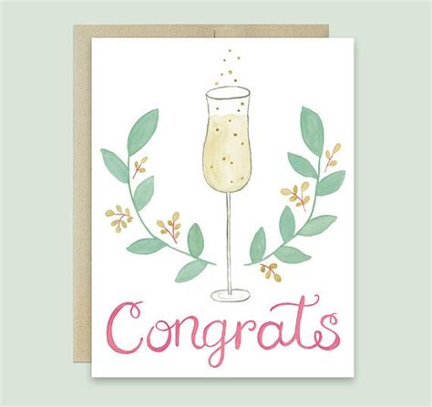 Congrats Card Champagne Toast Card Congratulations Card Champagne Greeting Card Toast