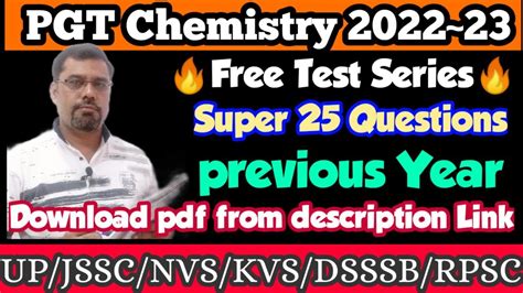 Previous Year Questions Pgt Chemistry Preparation Up Pgt