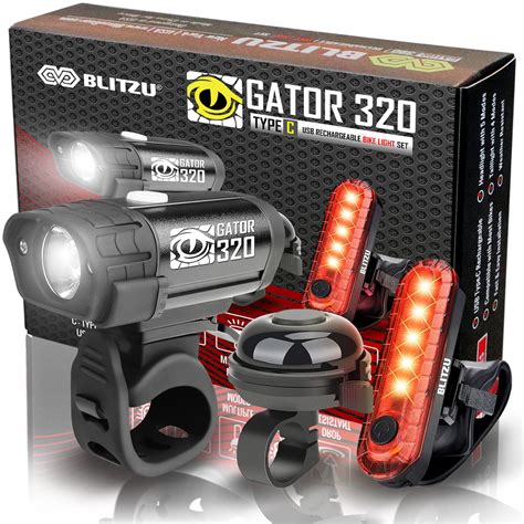 Buy BLITZU 2023 Bike Lights Set With Bell USB C Rechargeable Bicycle