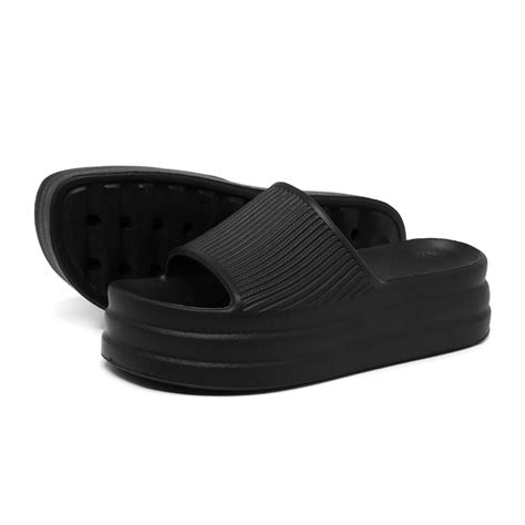 Chinelo Slide Feminino Nuvem Tamanco Flat Eva Sola Alta Plataforma