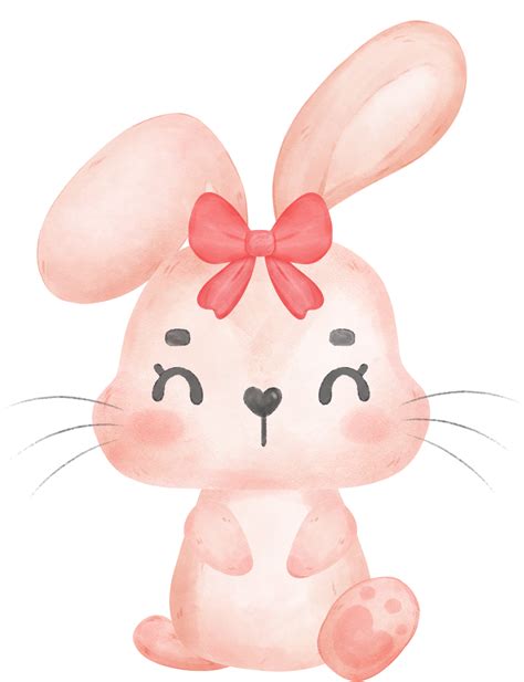 Lindo Feliz Dulce Conejito Rosa Conejo Personaje De Dibujos Animados