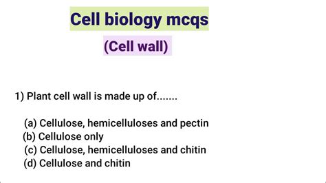 Cell Biology Mcq Questions And Answers Mcqs On Cell Wall Youtube