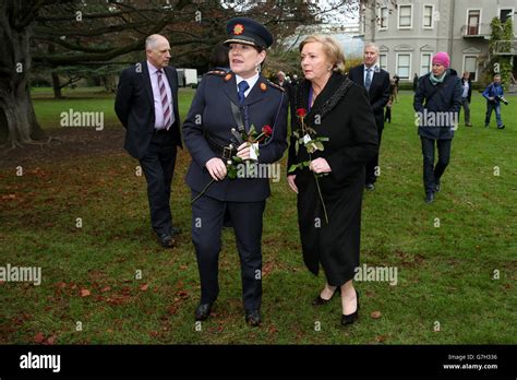 Minister For Justice And Equality Frances Fitzgerald Right And Garda