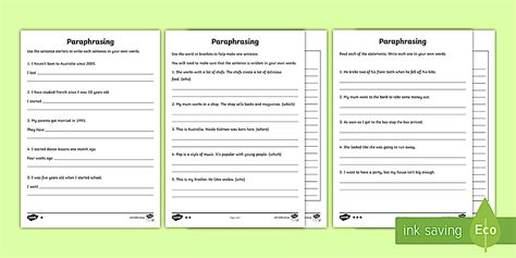 Paraphrasing Exercises With Answers Pdf Primary Worksheets