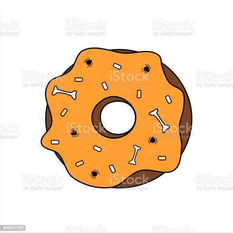 귀여운 만화 할로윈 도넛의 벡터 일러스트 레이 션의 흰색 배경에 고립 10월에 대한 스톡 벡터 아트 및 기타 이미지 10월