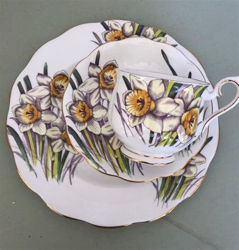 Royal Albert Tea Cup And Saucer With Plate Daffodil Flower Of Etsy