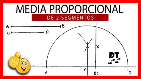 Media proporcional de dos segmentos Dibujo técnico paso a paso