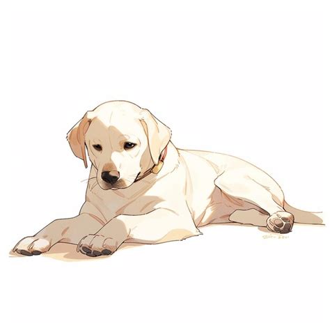 There is a drawing of a dog laying down on the ground generative ai ...