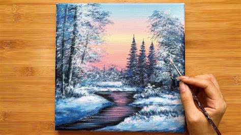 Beautiful Snow Scenery Acrylic Painting Tutorial Sophia Art Youtube