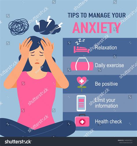 Tips Anxiety Management Infographic Woman Anxiety Stock Vector Royalty