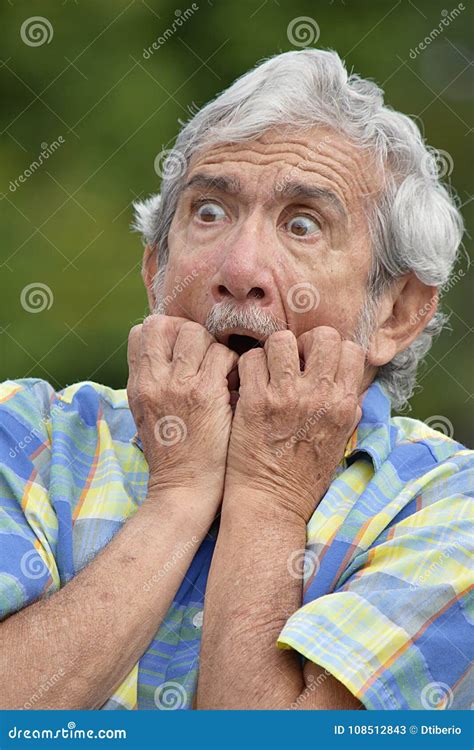 Fearful Bearded Old Male Grandpa Stock Image Image Of Whiskers