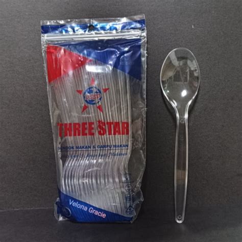 Jual Sendok Makan Plastik Bening Isi 25 Pcs Three Star Jakarta Barat