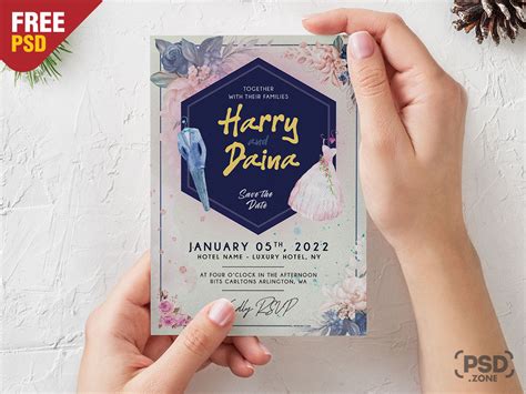 Wedding Invitation Card PSD Template - PSD Zone