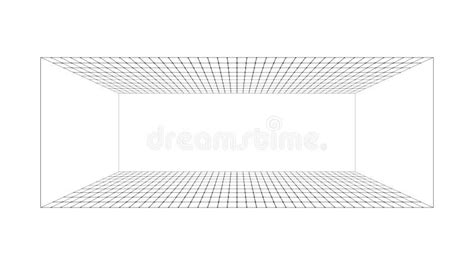 Perspective Grid Background Rectangle Wireframe Room Or Box Design