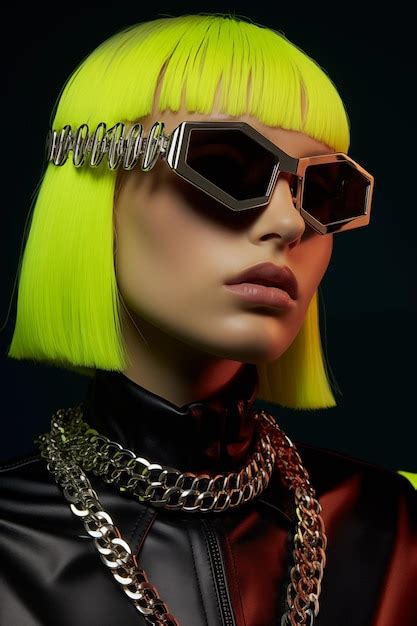 Premium Photo A Femaile Model Wearing Futuristic Fashion And A Neon