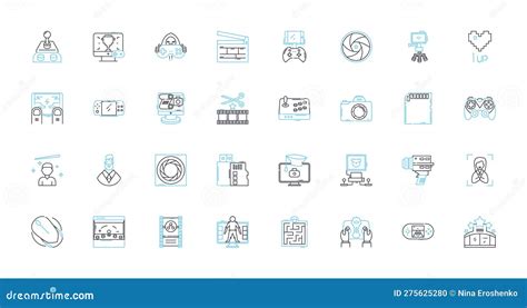 Video Production Linear Icons Set Cinematography Editing Lighting