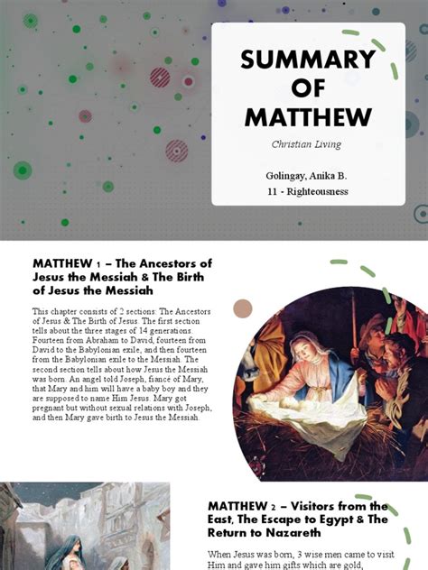 Summary of Matthew | PDF | Jesus | Gospel Of Matthew