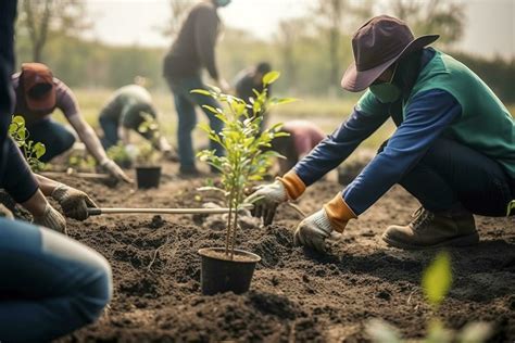 personas plantando arboles o trabajando en comunidad jardín promoviendo