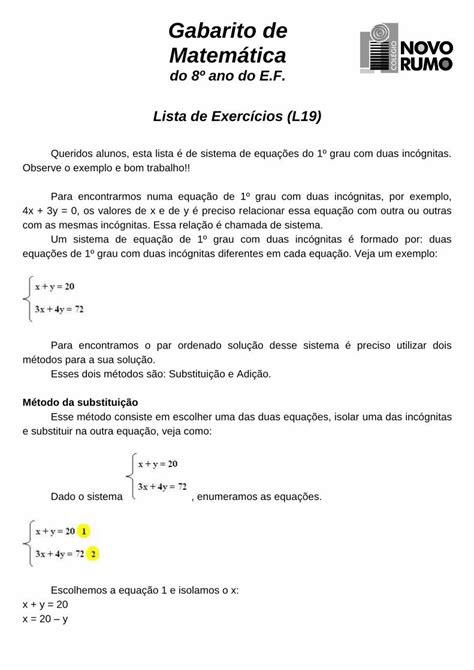 PDF Gabarito de Matemática PDF filedo Lista de Exercícios L19