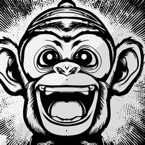 Premium PSD | Hyperealistic drawing chimp monkey smiling laughing teeth ...