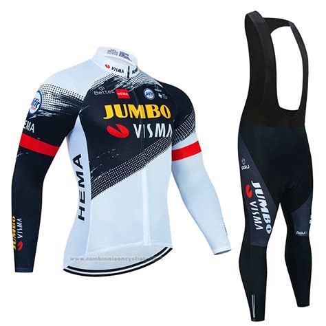 Maillot Cyclisme Jumbo Visma Noir Blanc Manches Longues Et