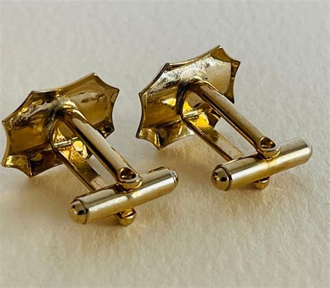 1960s Rectangular Gilt Cufflinks Pr For Sale At 1stdibs