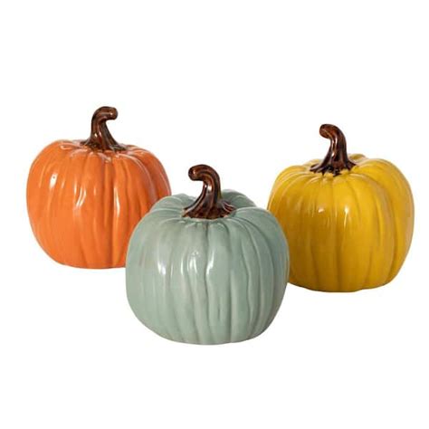 Sullivans 55 In Colored Stoneware Harvest Pumpkin Set Of 3 Hn348