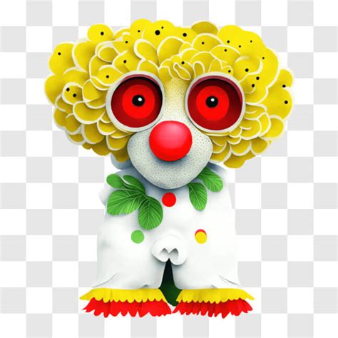 Download Colorful Cartoon Clown with Red Eyes and Yellow Hair PNG Online - Creative Fabrica