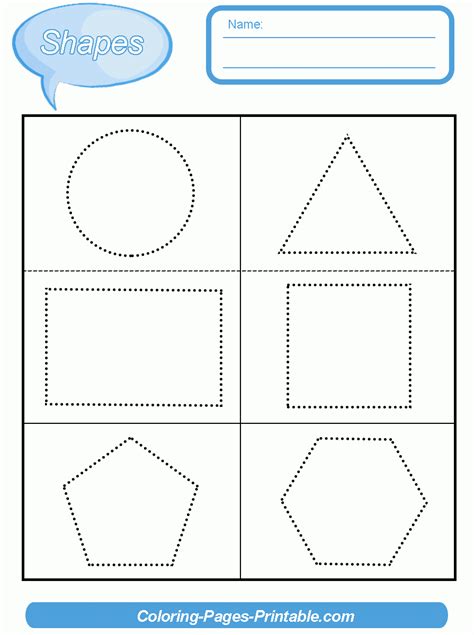 Free Tracing Shapes Worksheets For Preschoolers Coloring Pages