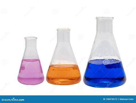 sizes  erlenmeyer flasks  multi colored solutions
